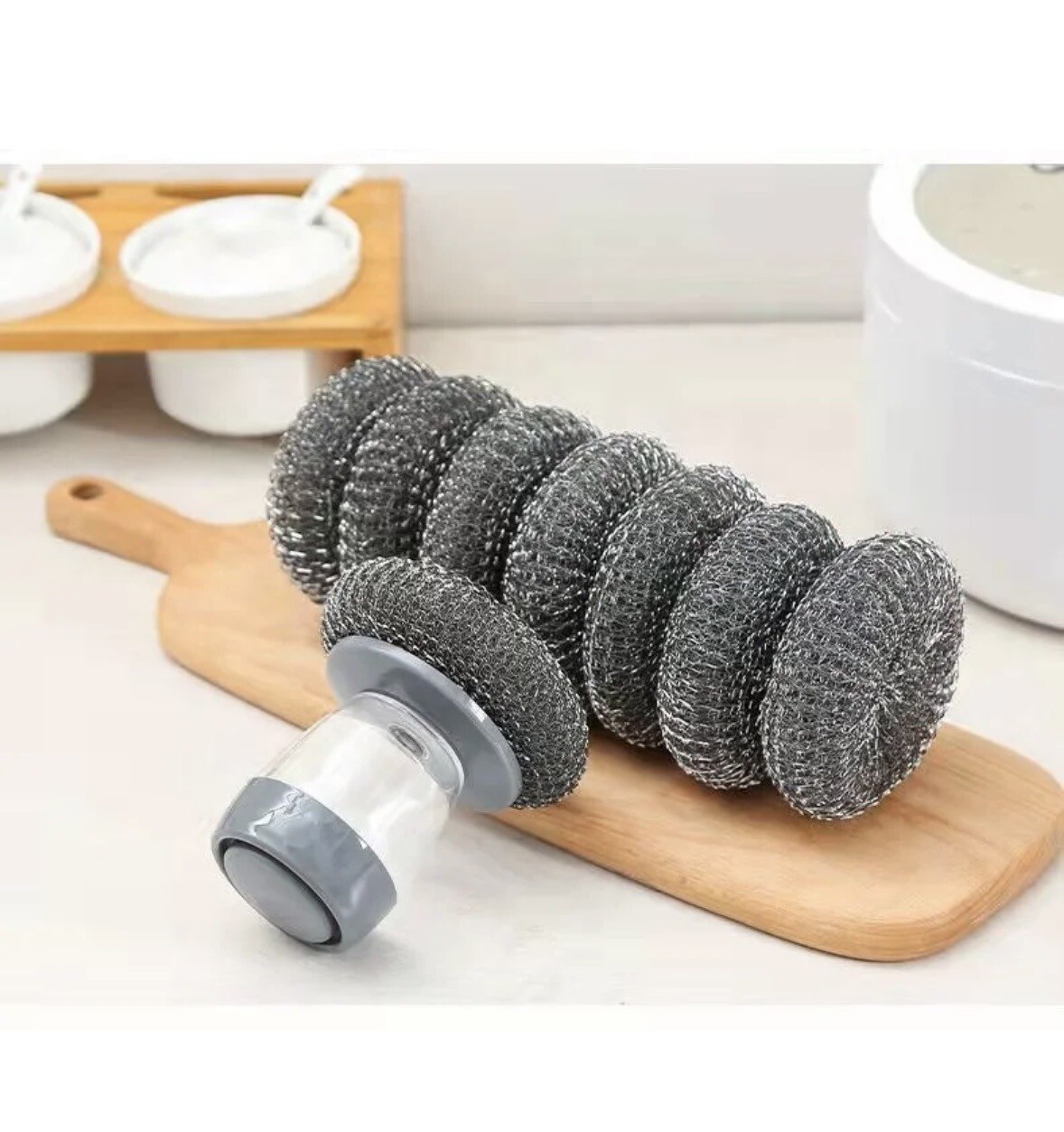 Kitchen Cleaning Brush Soap Dispensing Palm Tools Dishwashing Pot Pan Scrubber