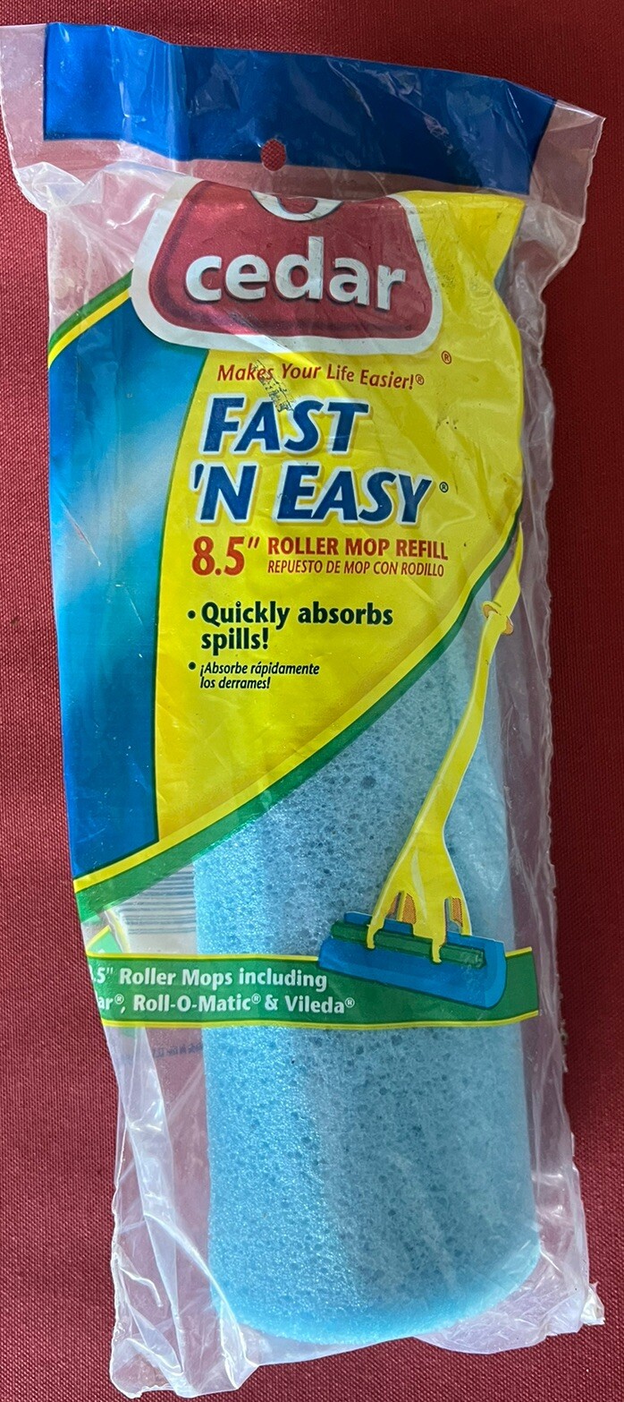 NEW O Cedar Fast n Easy Roller Mop Refill 8.5″ Blue In Sealed Package