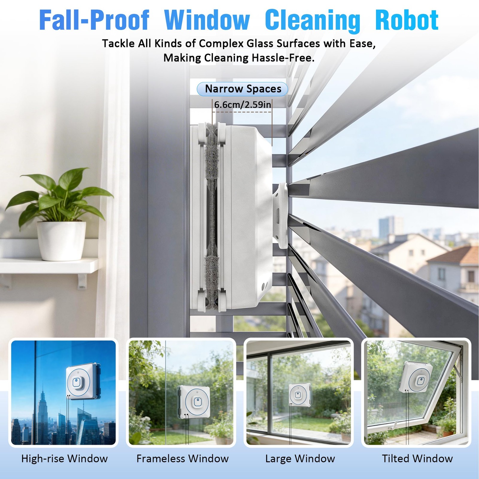 BINMIT Window Cleaner Robot with 4 Cleaning Modes, 8000Pa Suction Dual Direct…