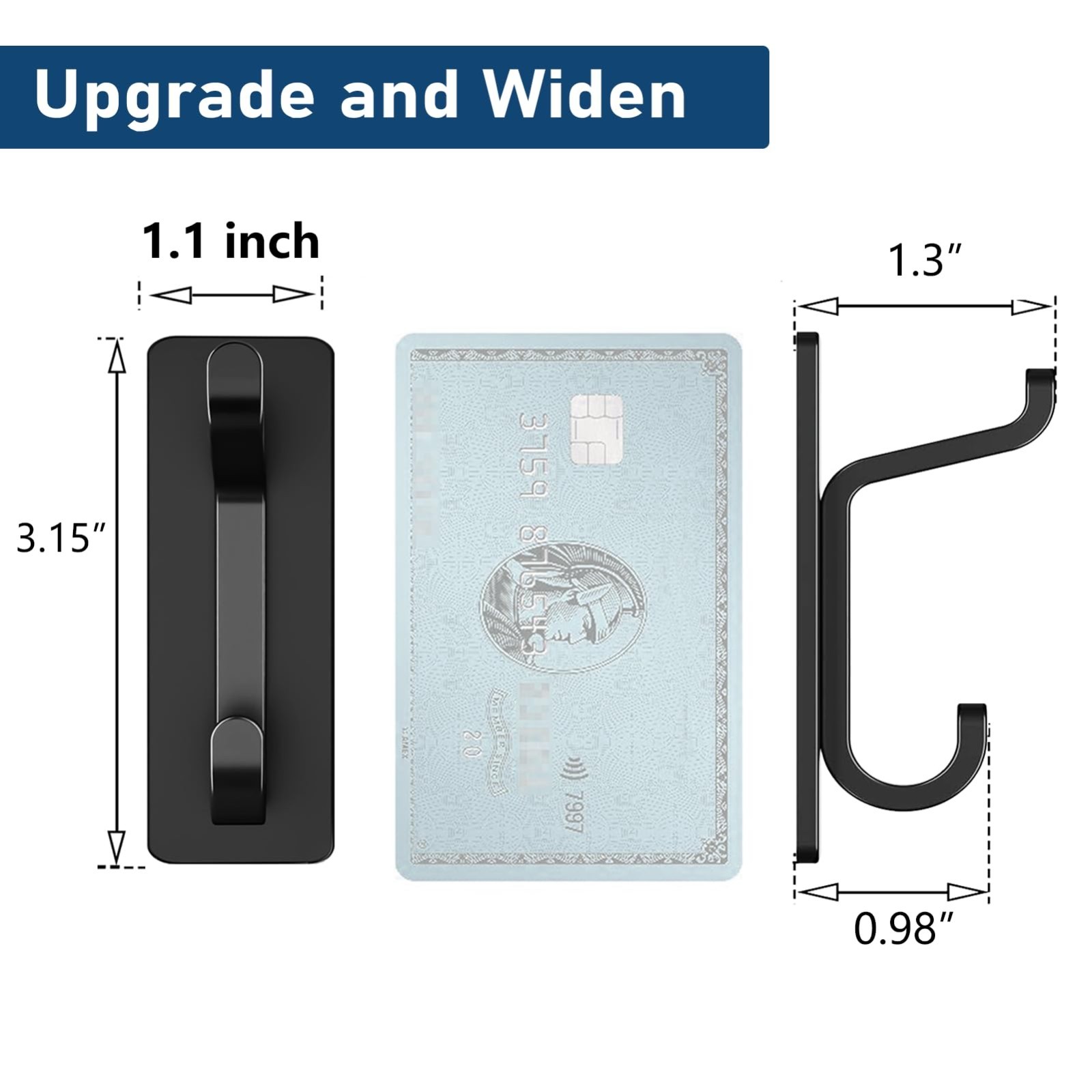 Strong Adhesive Wall Hooks for Coats & Towels – 6 Pack, 13LB Capacity, Black