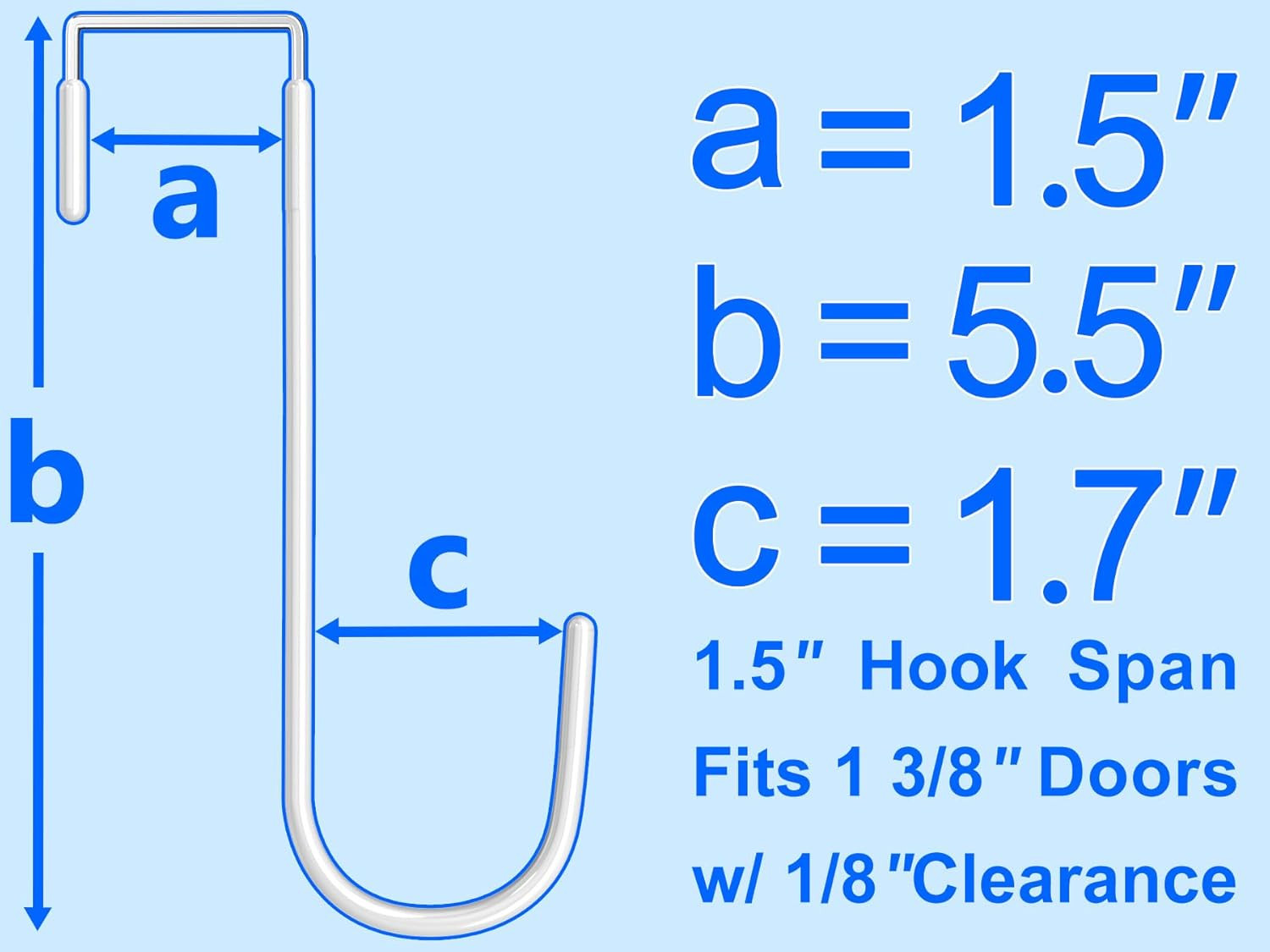 Single over the Door Hooks 4 Pack Fit 1-3/8″ Door 5.5″ White | Plastic Coated St