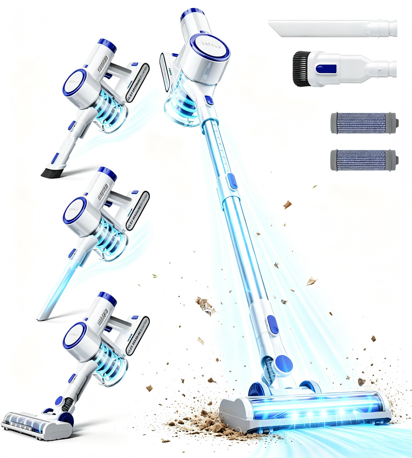 Cordless Vacuum Cleaner 50KPA Lightweight Stick Pet Hair Hardwood Floor Carpet