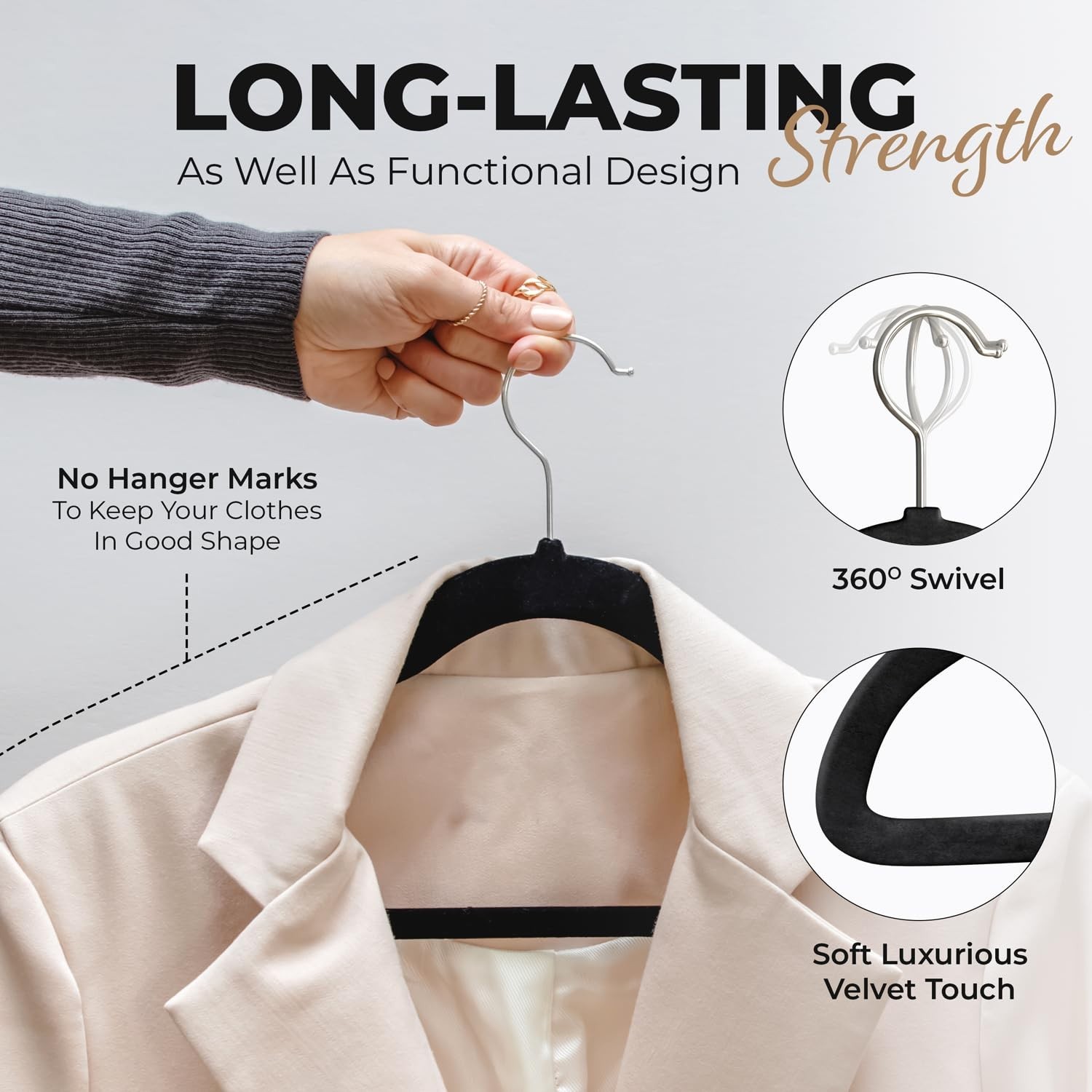 100 Velvet Hangers 100 Pack – Slim Space-Saving Design for Shirts, Pants, Dresse