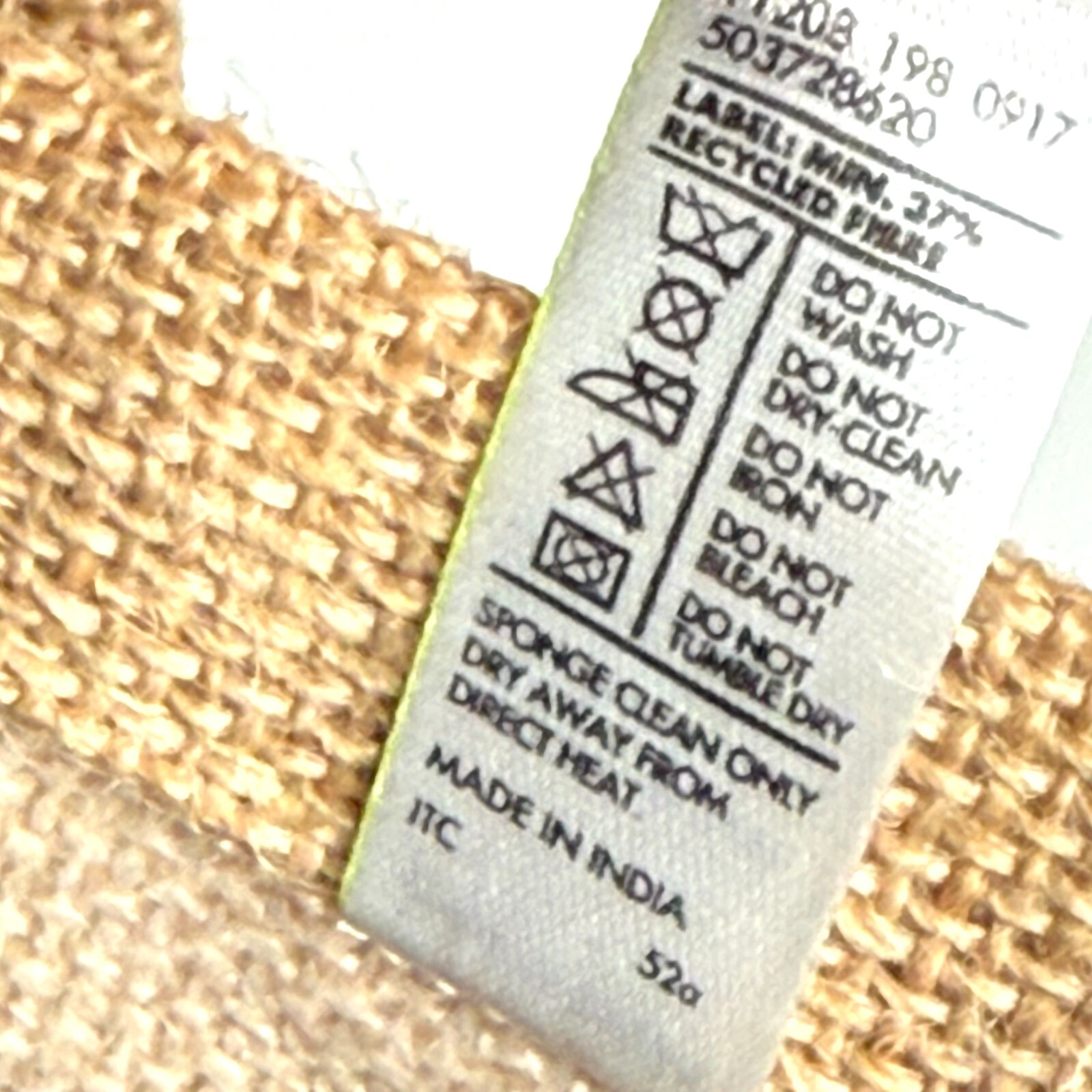 Woolworths Resuable Jute Burlap Natural Brown Large Tote Bag Blue Striped Lined