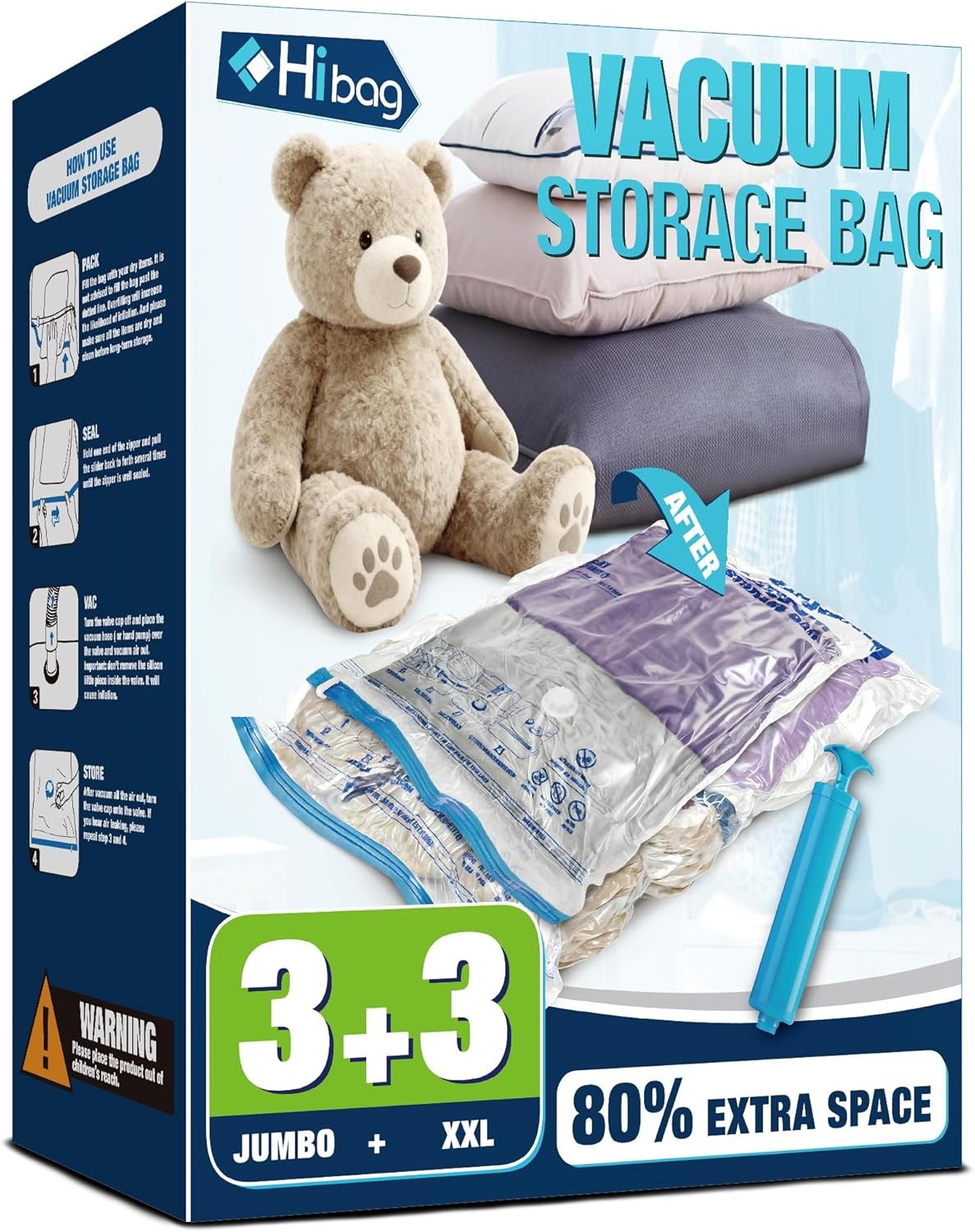 3 Jumbo + 3 XXL Vacuum Storage Bags Extra Large for Bedding Blankets Comforters