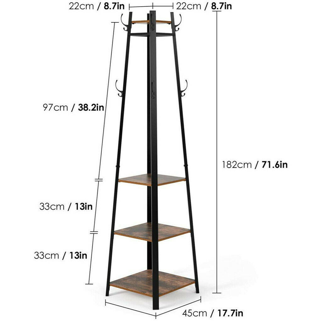 Industrial Metal Coat Garment Rack Stand Entryway Hall Tree Hanger Clothes Rails