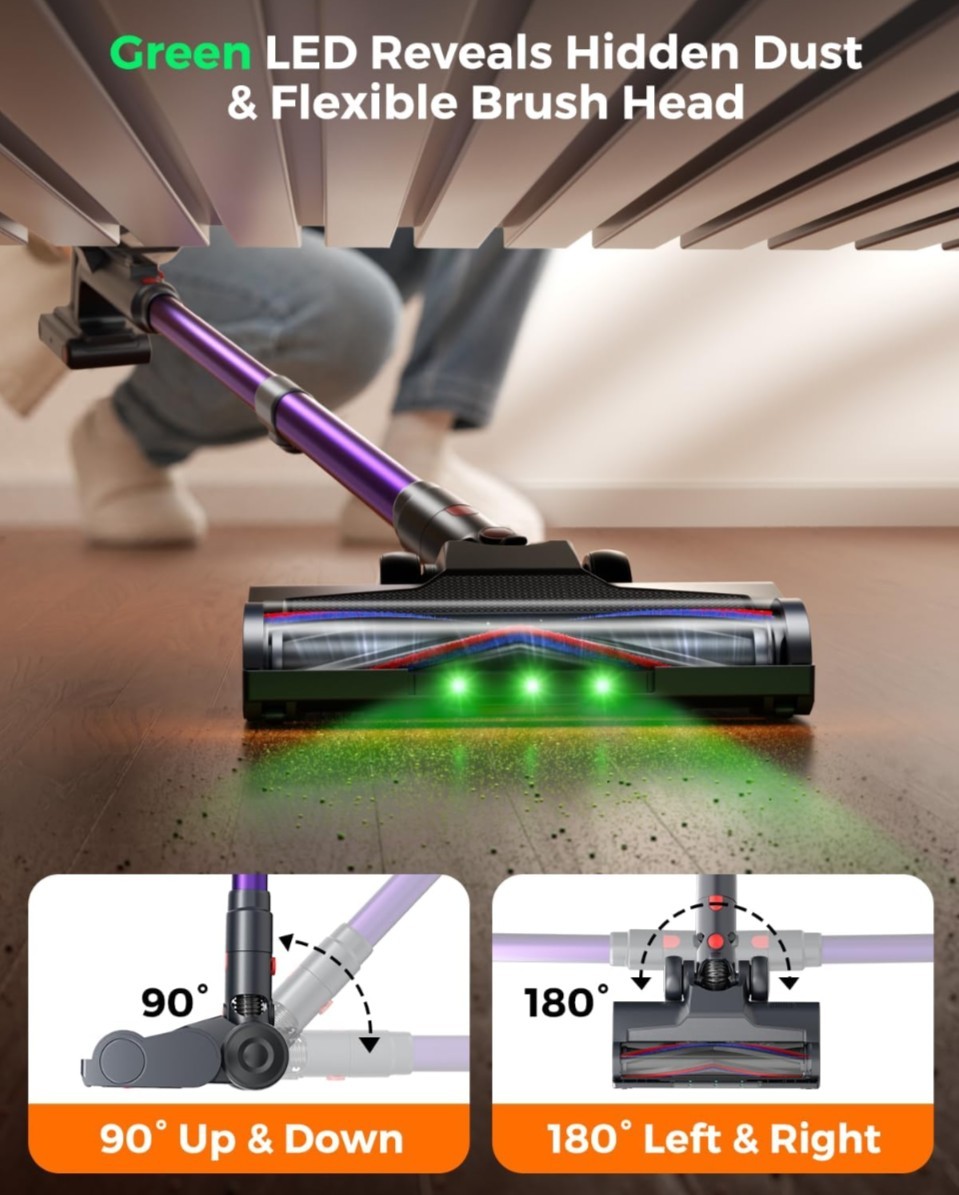Cordless Vacuum Cleaner for Home, 600W/50KPa Powerful Suction, 60Mins…