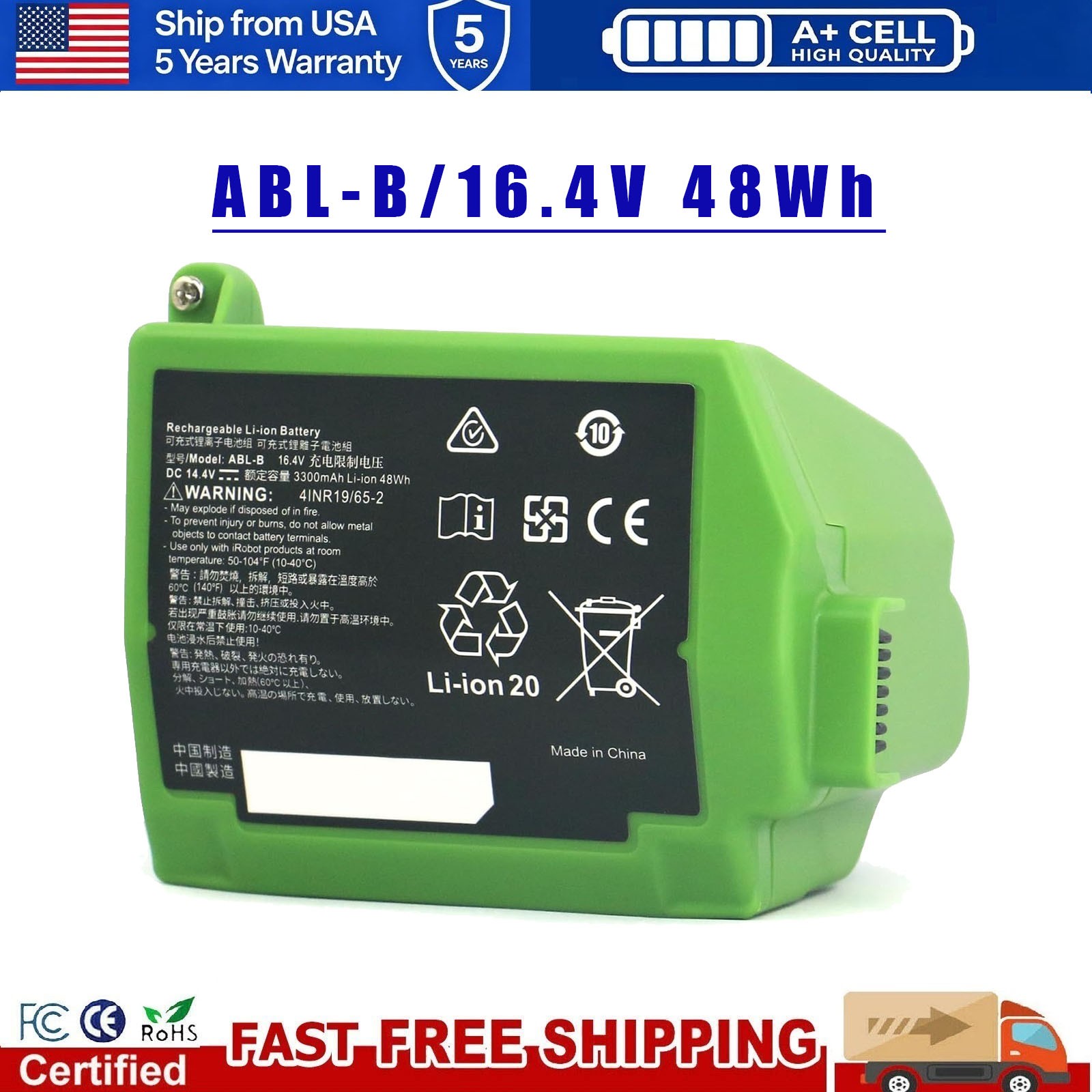 ABL-B Battery 48Wh 16.4V For iRobot Roomba S9 S9+ S9550 9550 Robot Vacuum