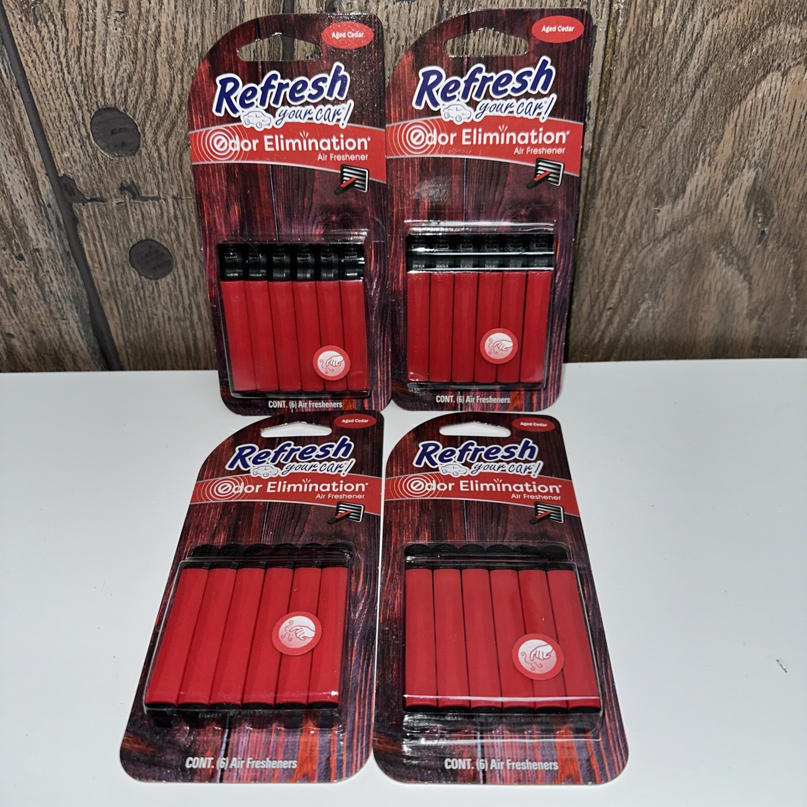 4 PACKS Refresh Your Car! AGED CEDAR-Car Air Freshener Vent Sticks 6-count