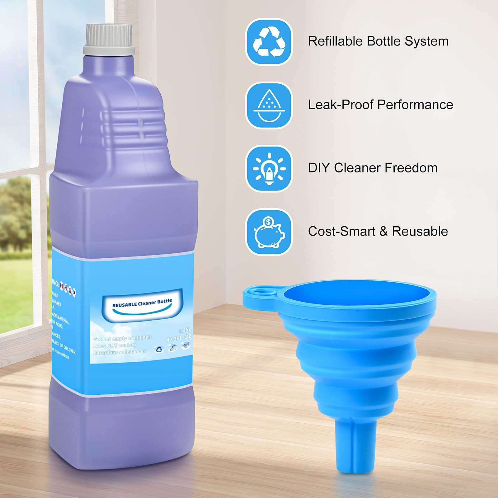 Upgraded Refillable Bottle for Swiffer Wet Jet Mop – 1250ml /42.3 FL OZ, Leak…