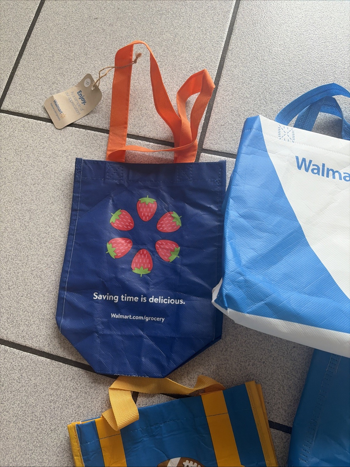 5 Lot Walmart Sm/ Medium Reusable Shopping Bags Recycle Groceries Bags Shop Curb