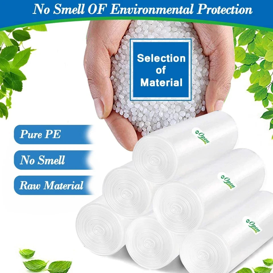 1.2 Gallon Trash Can Liners,Small Clear Garbage Bags 300,Extra Strong 1.2 Gal Tr