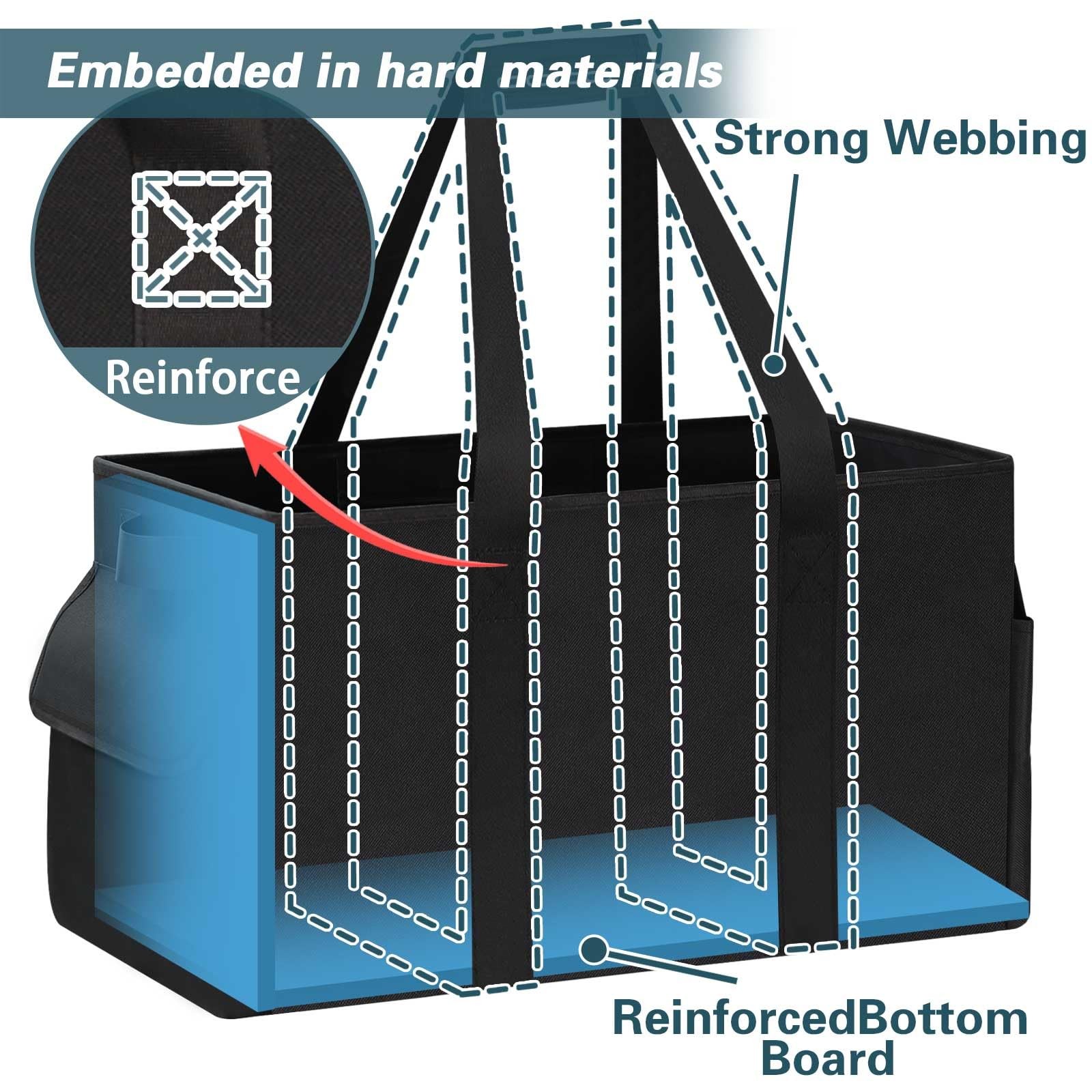 Sturdy Extra Large Utility Tote Bag with Hard Bottom & Sides, Reusable Grocer
