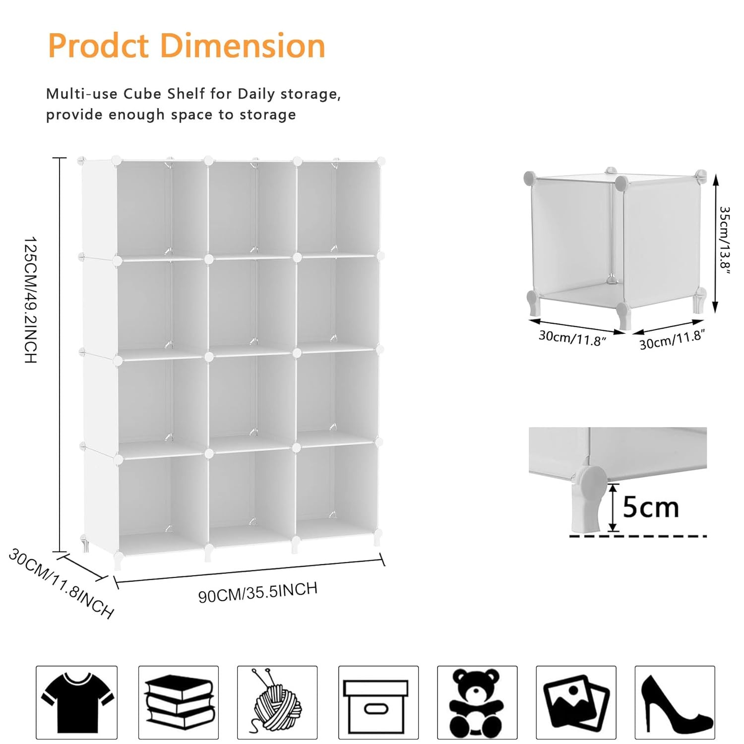 AWTATOS 12 Cube Storage Organizer, Closet Organizer Storage Shelves, White | Por