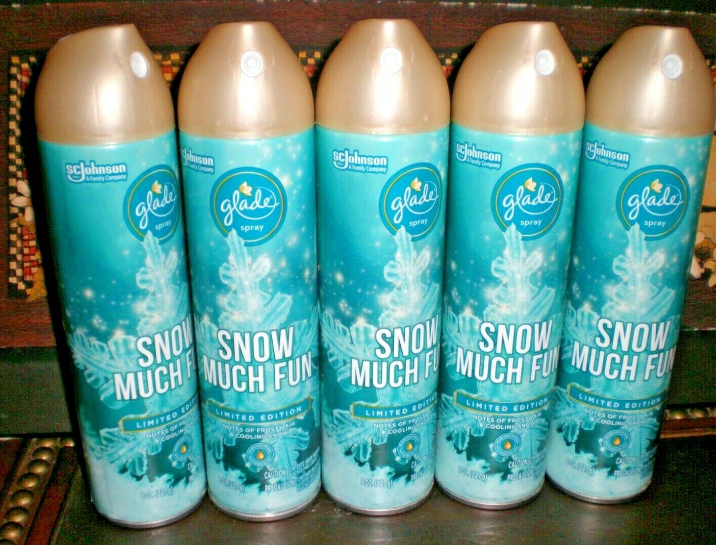 5 Glade SNOW MUCH FUN Air Freshener Room Spray Frosty Air and Cooling Snow Scent