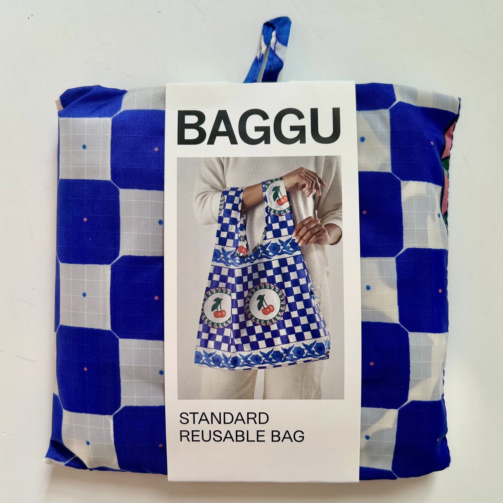 NEW! Baggu STANDARD BAG in “Cherry Tile” — Washable Recyc. Nylon SOLD OUT + RARE