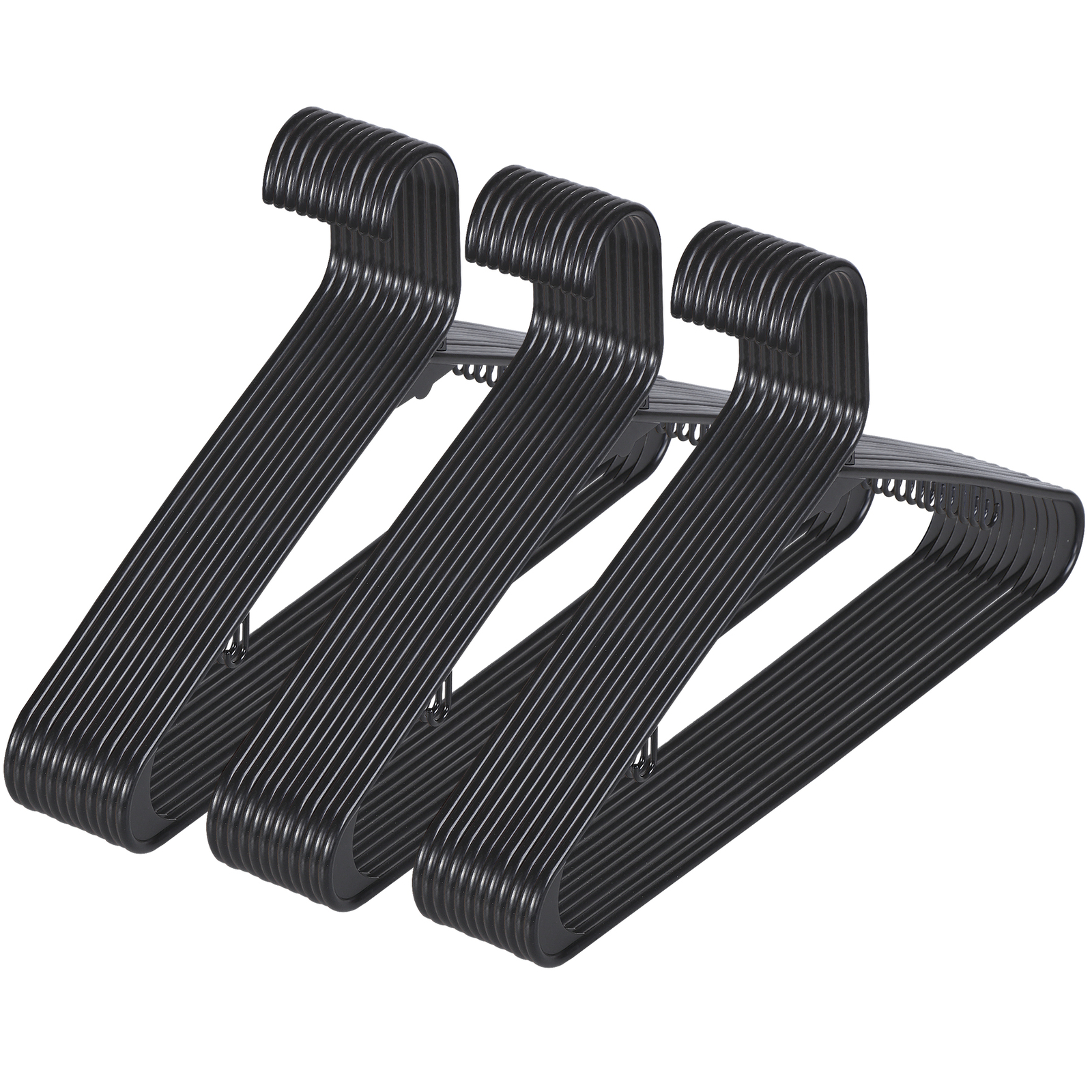 100 Pack Black Plastic Hangers Standard Thick Clothes Hangers with Double Hooks
