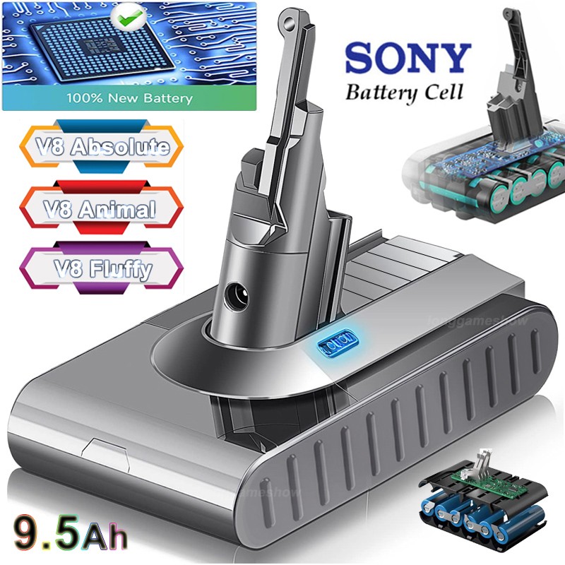 21.6V 9500mAh Replacement Battery for Dyson V8 Animal V8 Absolute SV10 Fluffy
