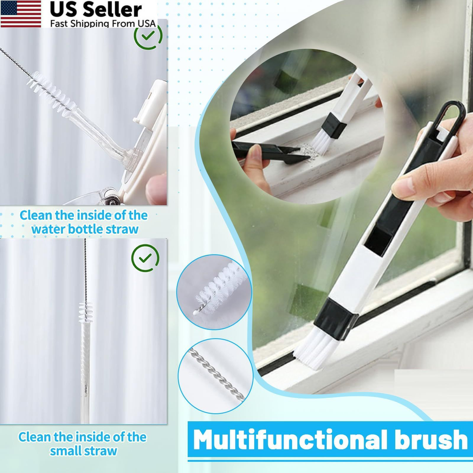 16Pcs Crevice Cleaning Brush Set, Hard Bristle 7 x 1.2 x 10.3 inches, 16 Pcs