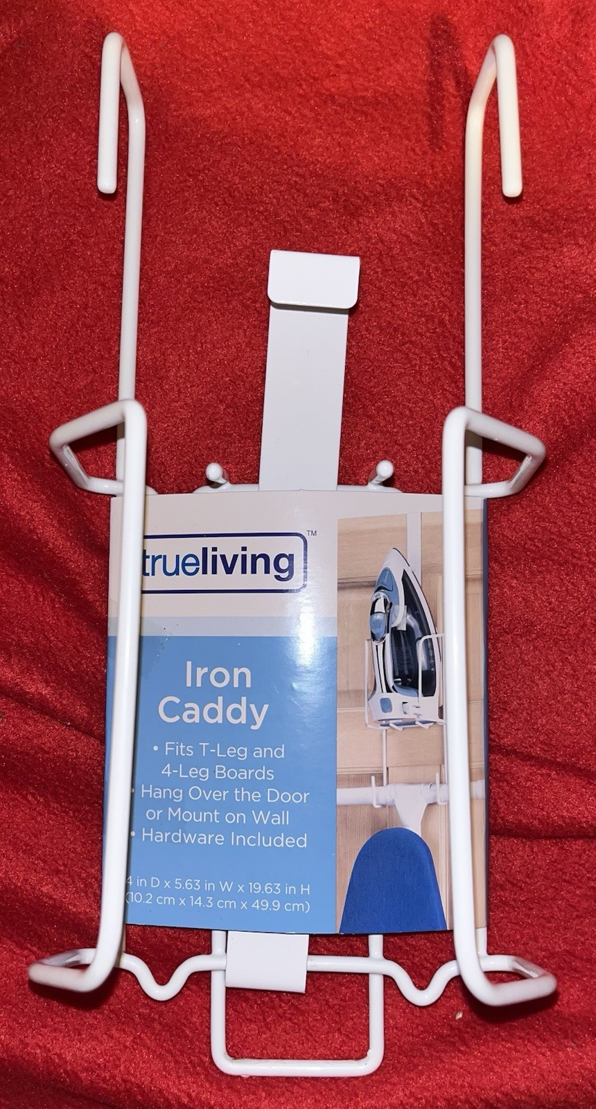 TrueLiving Iron Caddy Over-the-Door/Wall Mount Iron Holder, White Metal K0615
