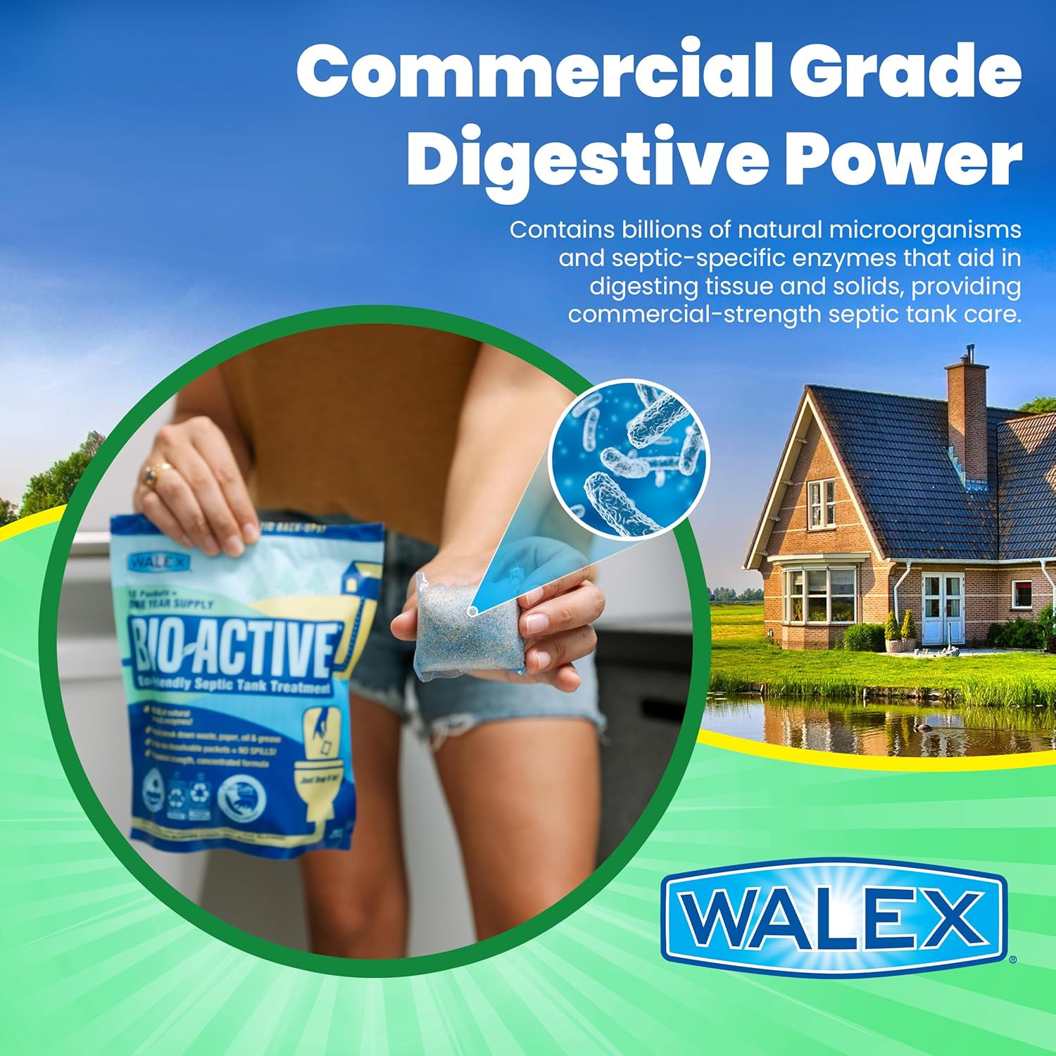 Bio Active Premium Septic Tank Treatment 12 Count Powerful Enzyme Cleaner