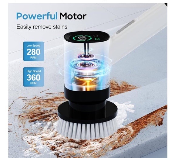 Electric Spin Scrubber for Cleaning Bathroom Cordless Cleaning Brush Power Sc…