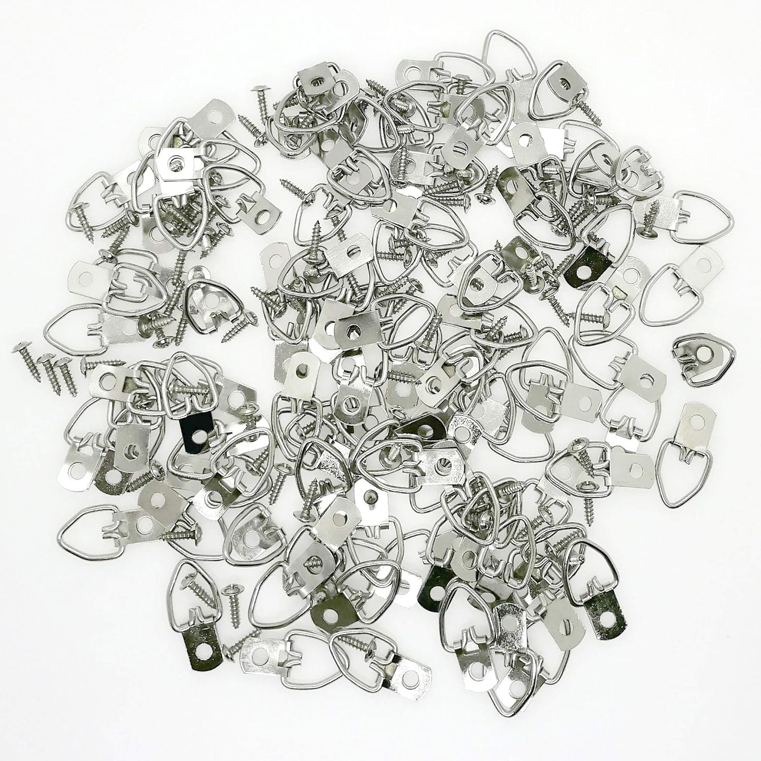 100pc D Ring Picture Hangers with Screws – Heavy Duty Hooks for Frames, Art