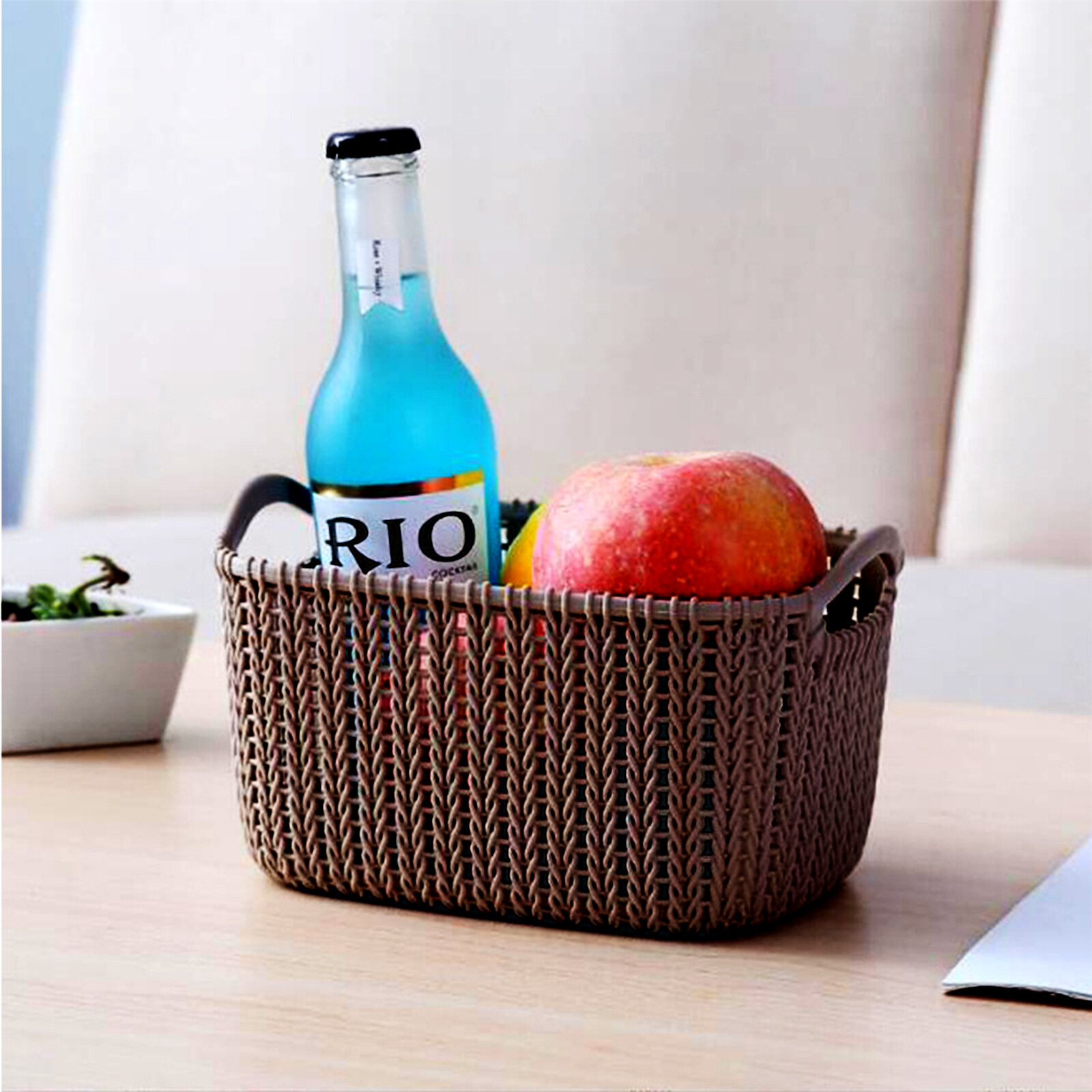 4 Pcs Weave Basket Storage Organizer Bins Portable Stackable Weave Storage Boxes