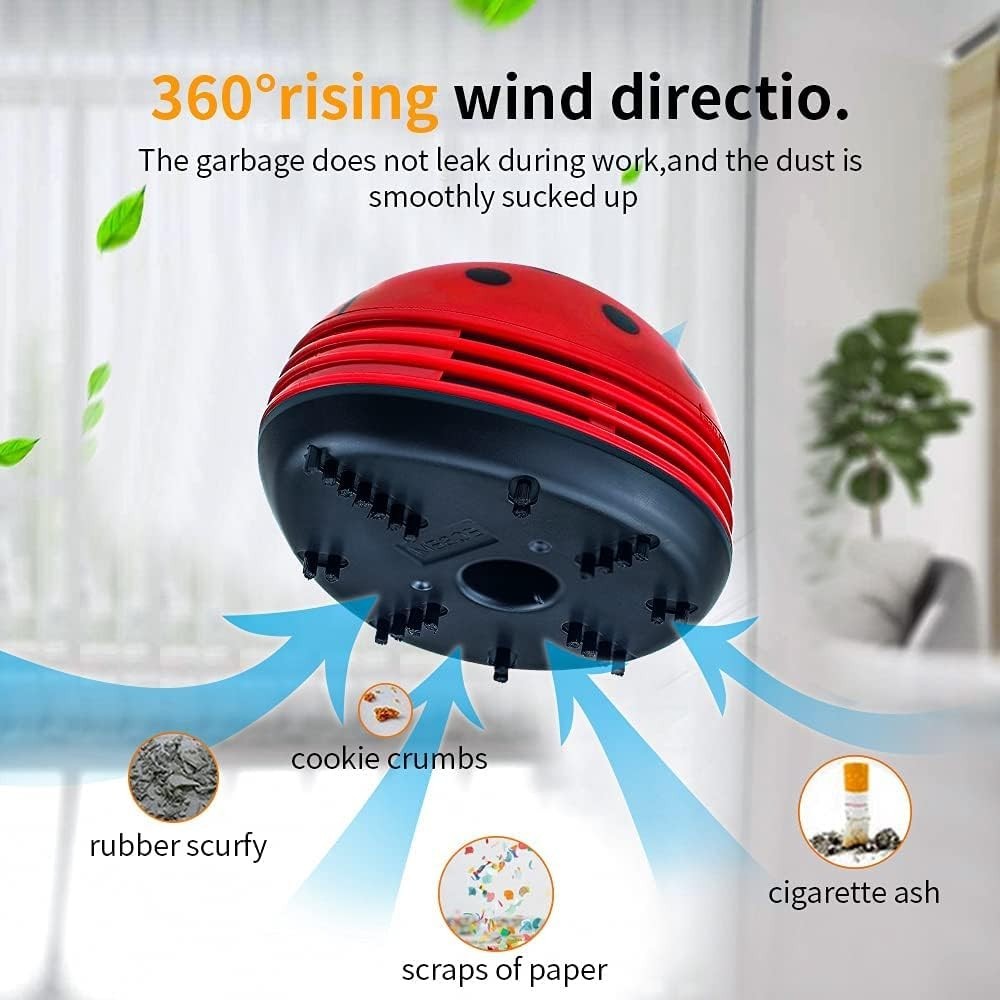 Cute Portable Mini Desktop Vacuum Cleaner, Red, Battery Powered, Acrylic Board