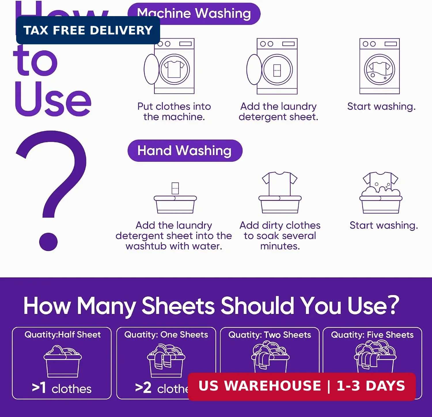 Lavender Laundry Detergent Sheets Travel Eco-friendly 300 Loads Fisroa Clothes W