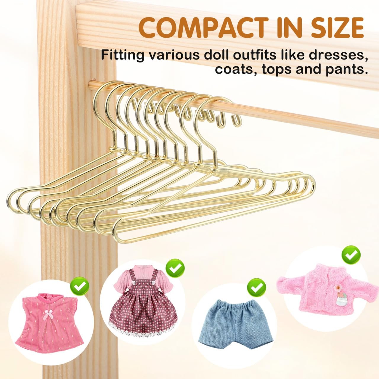 Mini Doll Clothes Hangers: Golden Metal 10Pcs 6.5cm for Miniature Organizing …