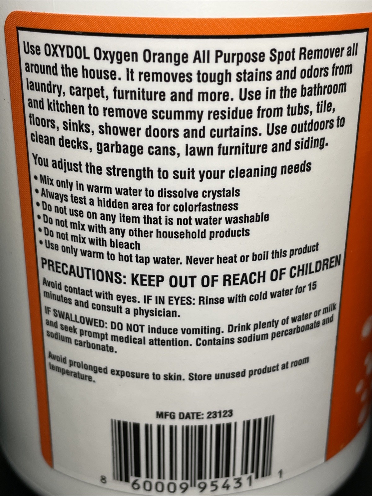 Oxydol Oxygen Orange All Purpose Spot Remover 15oz New Free Shipping