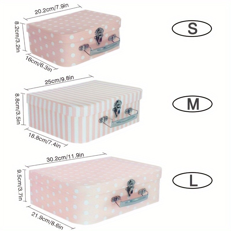 3Pcs Vintage Style Cardboard Suitcase Gift Box Set,Home Organization Storage Box