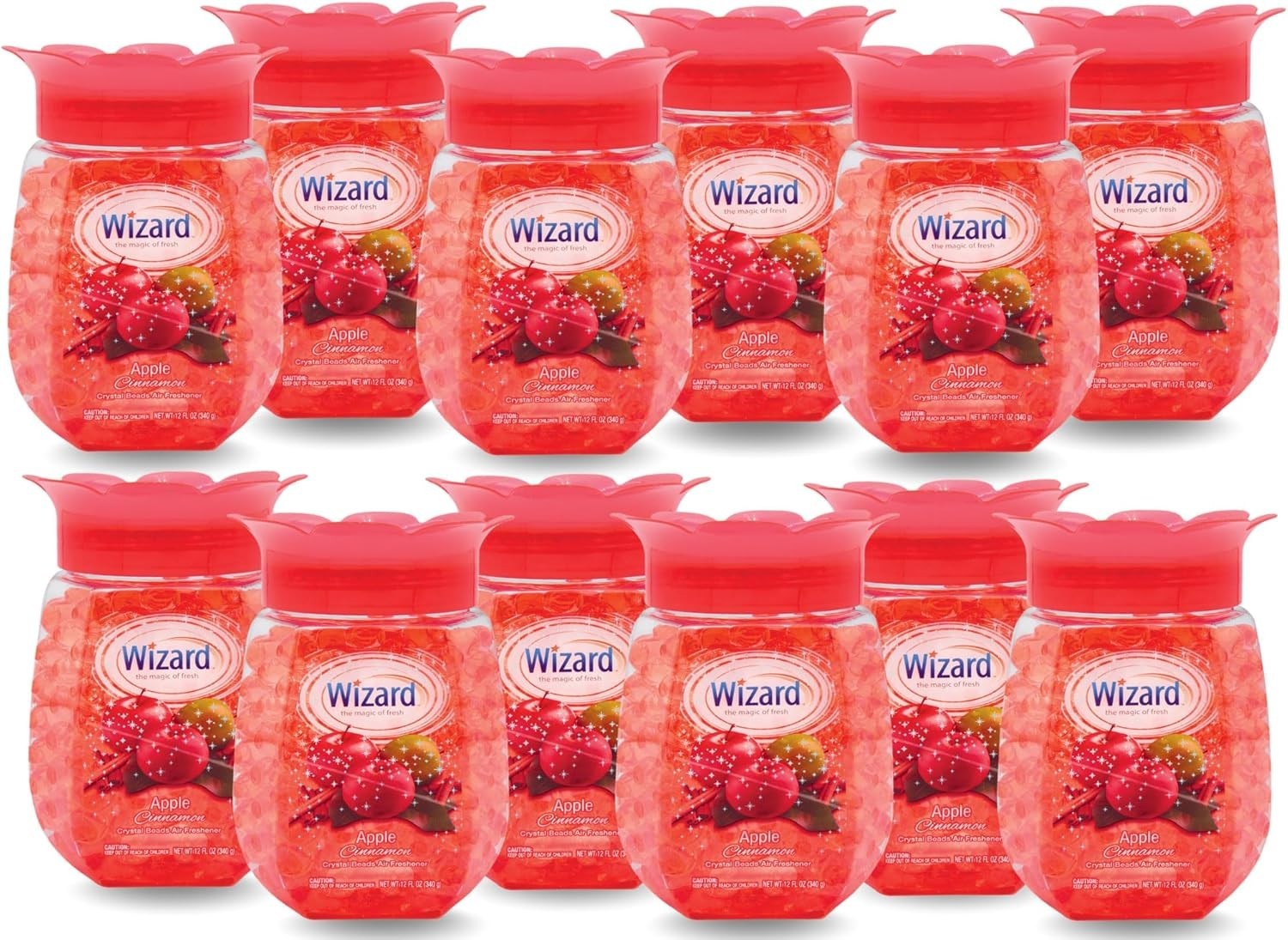 PACK OF 12 – WIZARD Odor Eliminator Gel Beads (12 oz each) – Apple Cinnamon