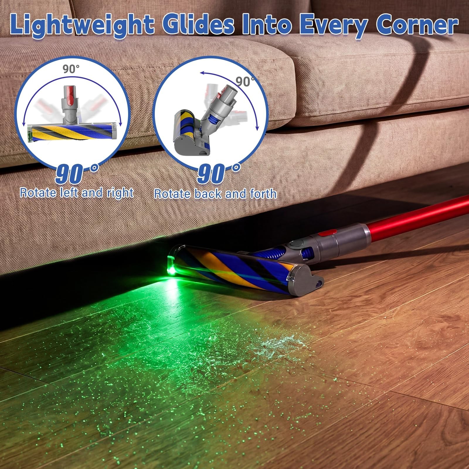 LED Optic Cleaner Soft Roller Head for Dyson V7 V8 V10 V11 V15 Vacuums – Upgrade