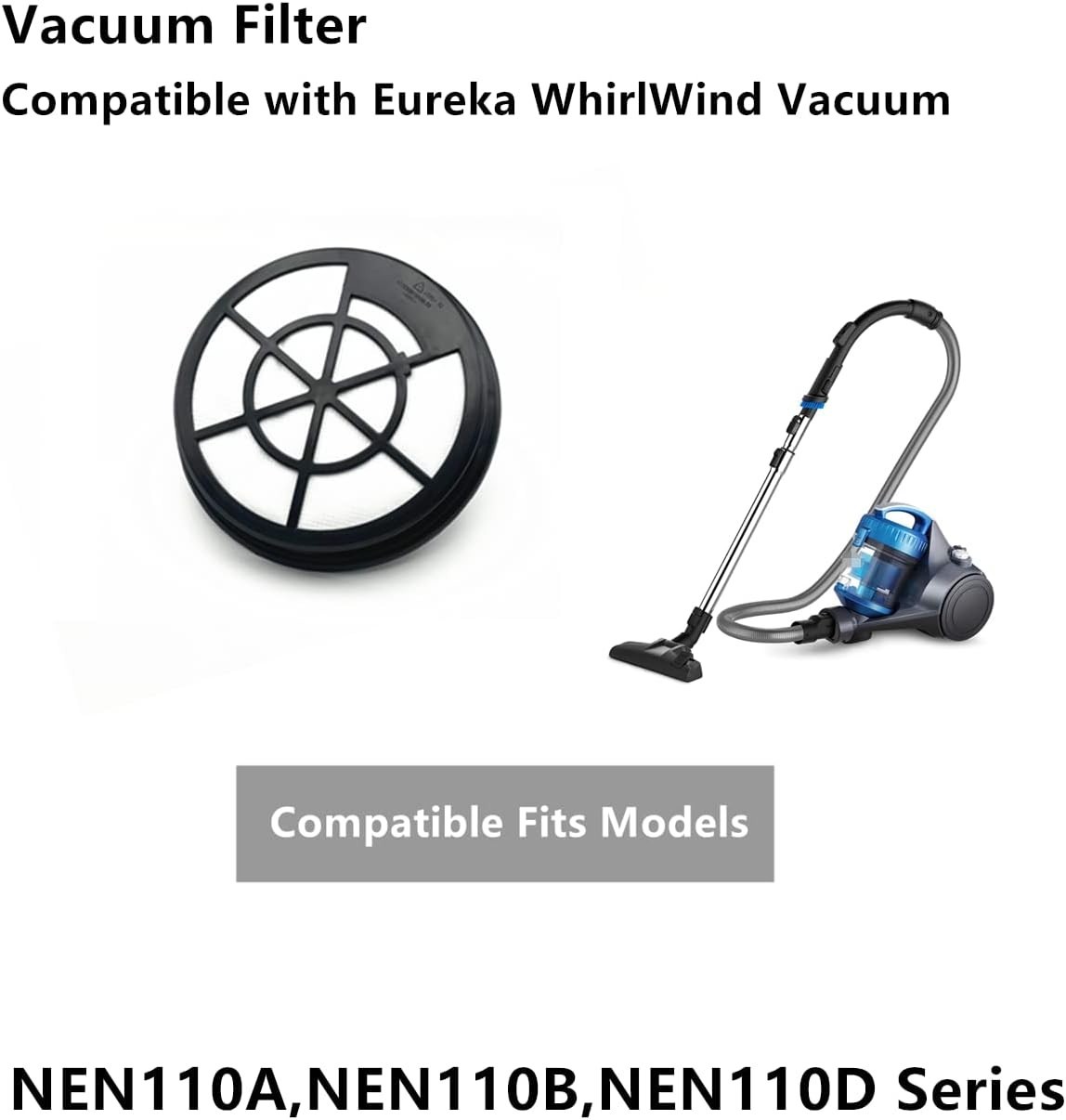 Eureka WhirlWind Vacuum Filter 2-Pack – Sustainable Foam, Fits Nen110 Models