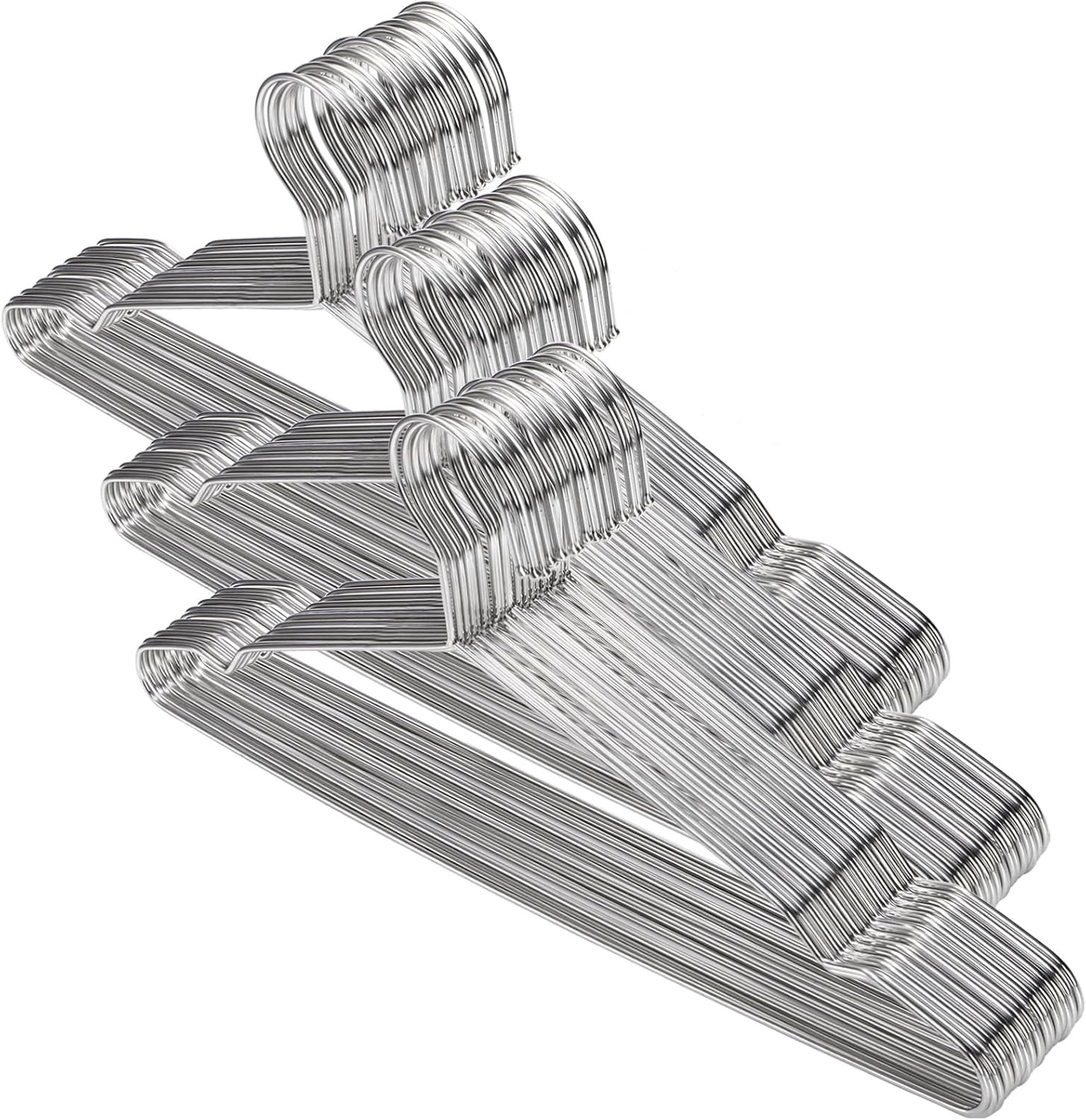 50 Pcs Wire Coat Hangers Stainless Steel Heavy Duty Metal Clothes Suit Hanger