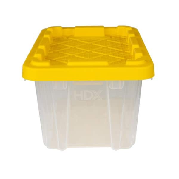 3 Pack HDX 6.5 Qt Clear Storage Tote Yellow Lid Stackable Organizer Bins