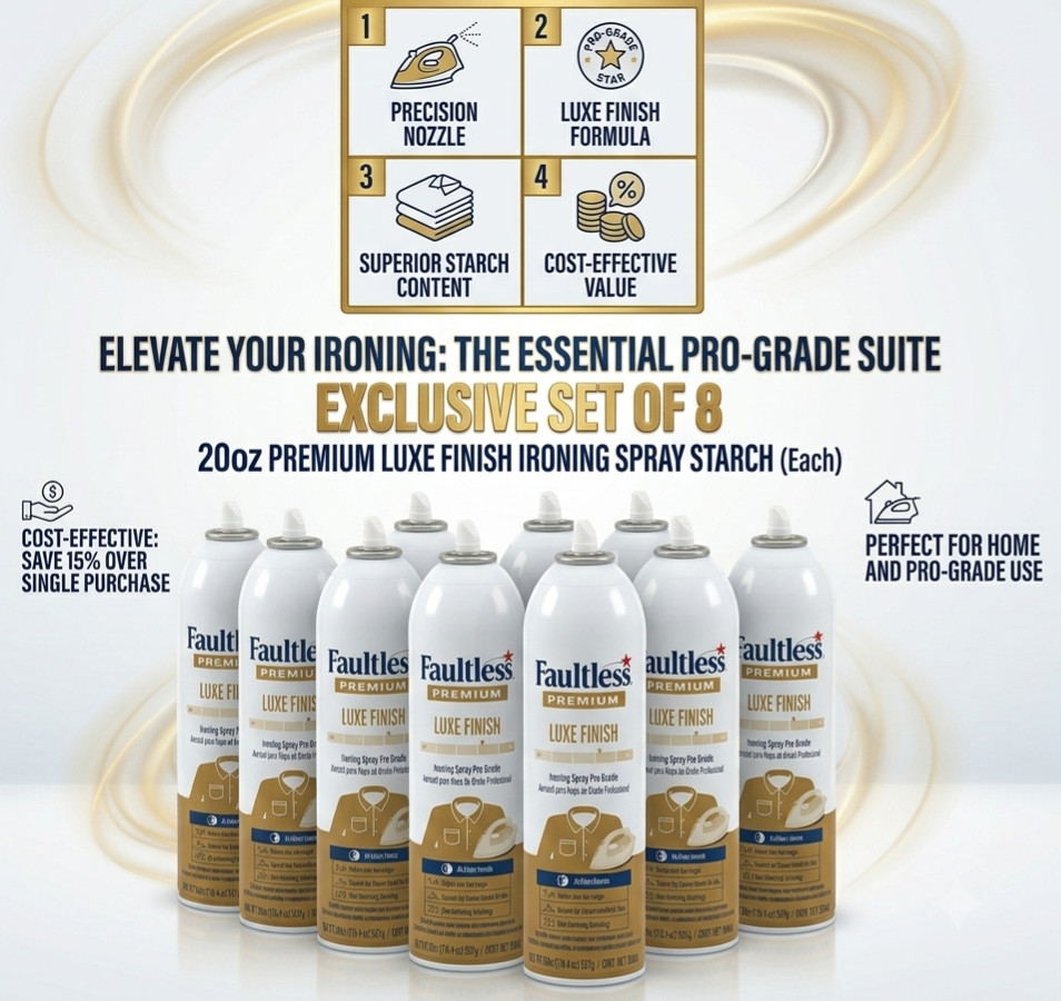 Faultless Premium Luxe Finish Ironing Spray Starch 20oz Pro Grade Set of 8