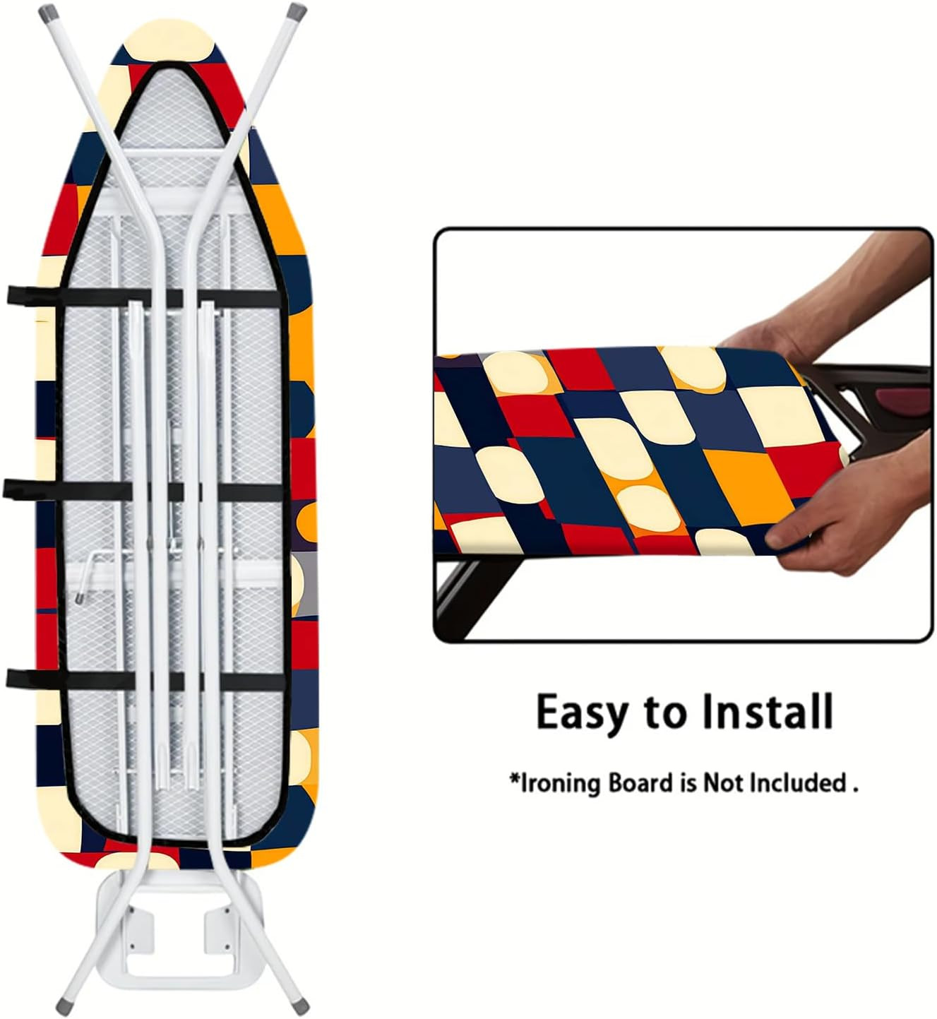 Colorful Geometric Blocks Ironing Board Cover 15×54 Polyester | Iron Pad Scor…