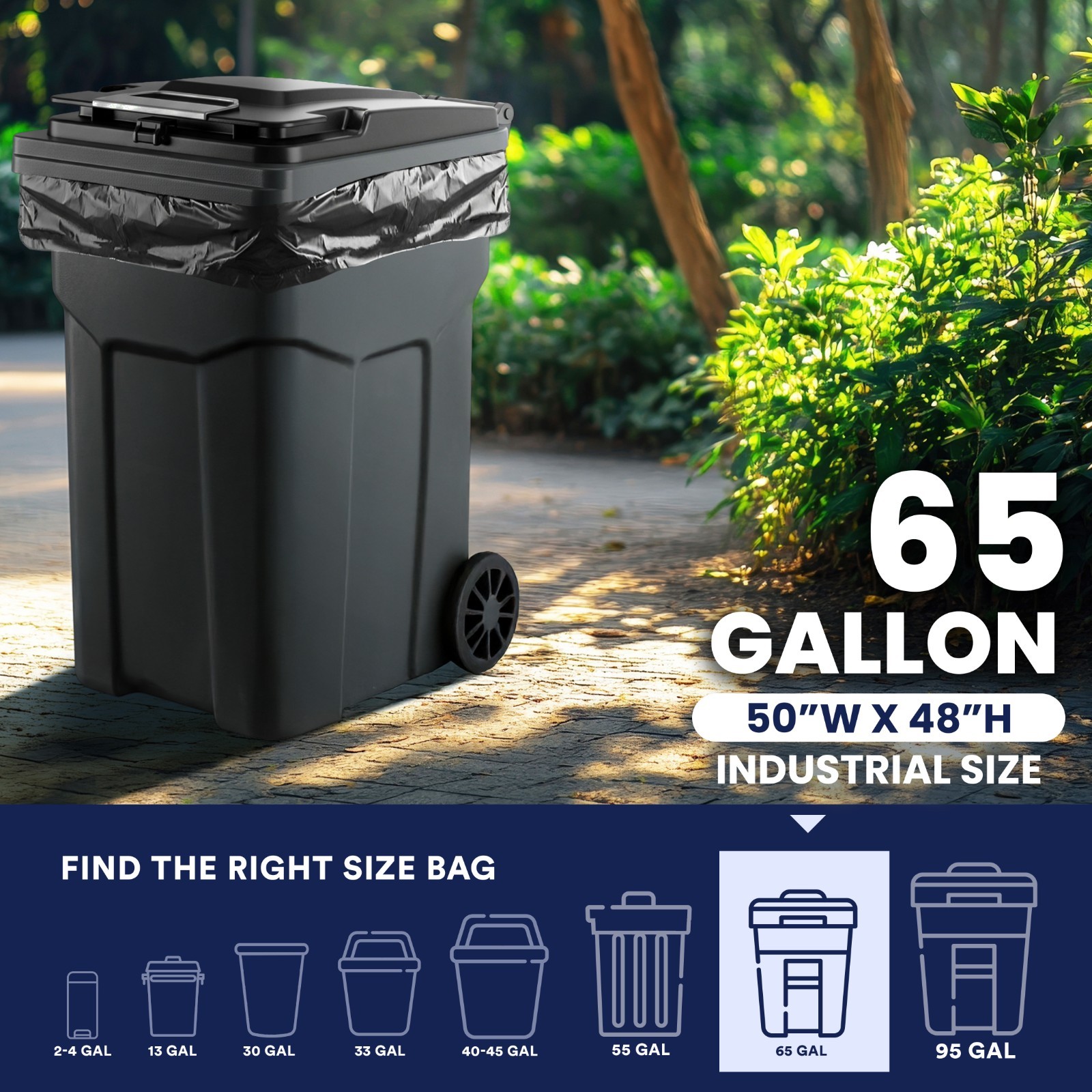Plasticplace 65 Gallon Extra Heavy Trash Bags, 25 Count