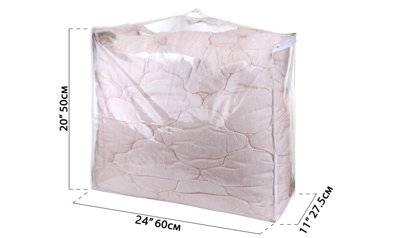 2 Pack Clear Vinyl Storage Bags with Handles 24x20x11 Organizer