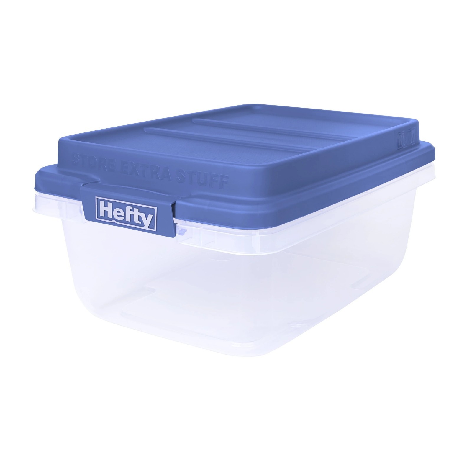 Hefty 18 Quart Clear Storage Bin With Blue Hi Rise Lid FREE SHIPPING