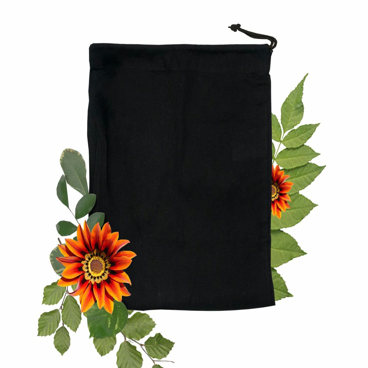 Black Poly – Cotton Bags, Reusable Produce Bags, Single Drawstring – lot