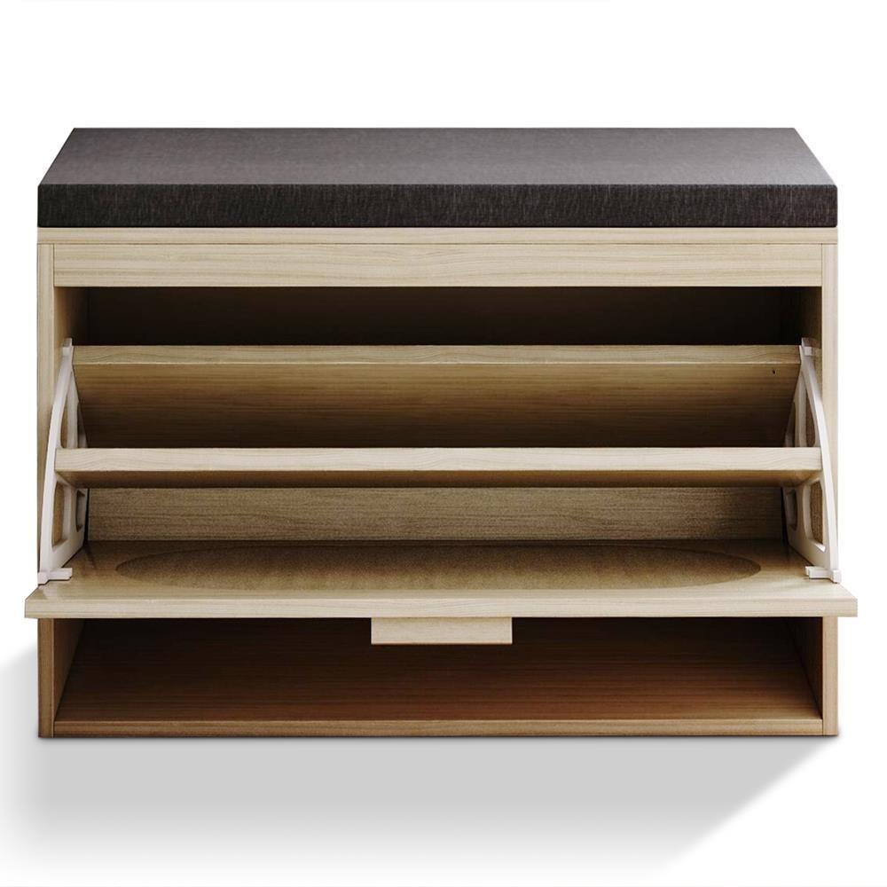 2 Tiers Rattan Shoe Storage Rack Bench Entryway Bench Shoe Cabinet for Hallway