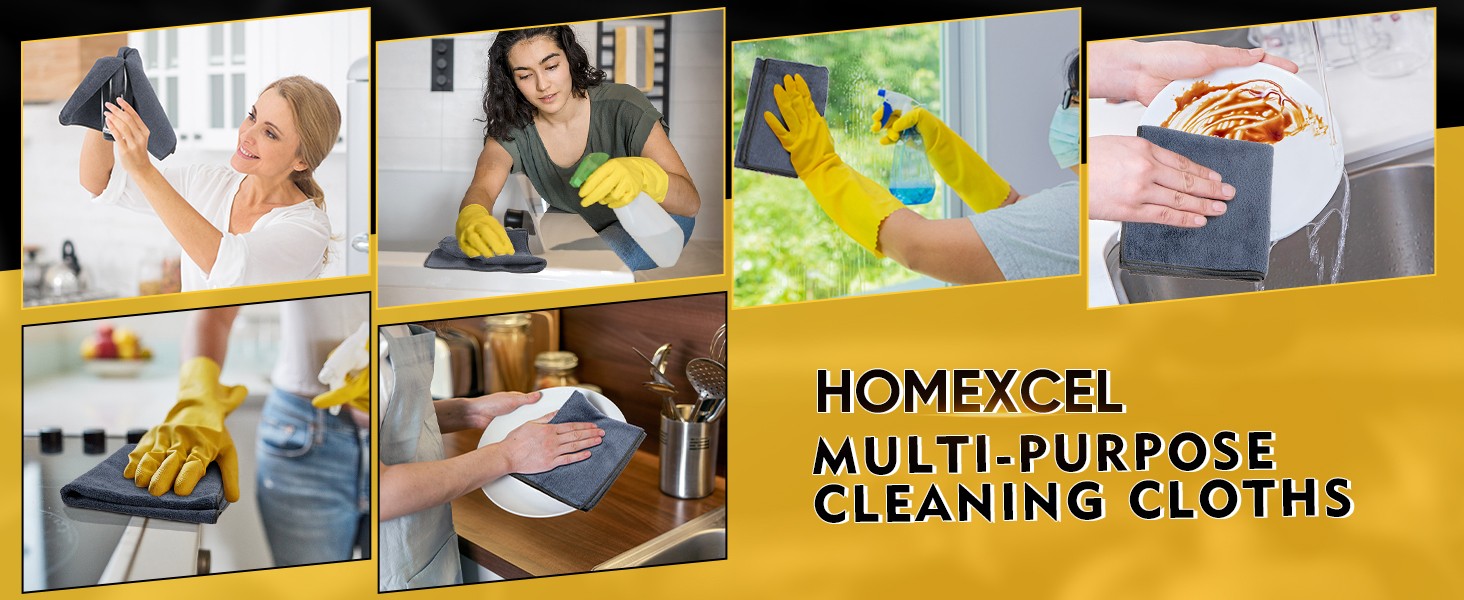 Grey Microfiber Cleaning Cloth 50 Pack, 12.5 x 12.5 inch Microfiber Towels for