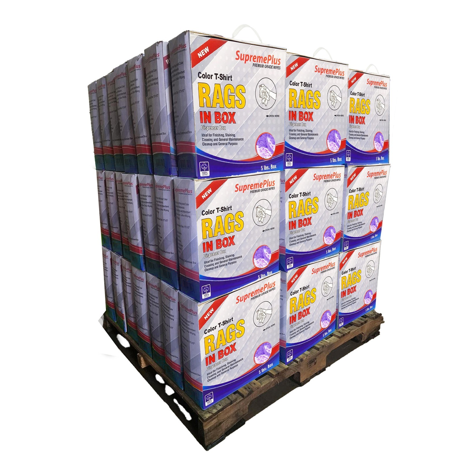 Colored T-Shirt Knit Rags – 600 LB | New Bulk Cleaning Wipes – Compressed Boxes