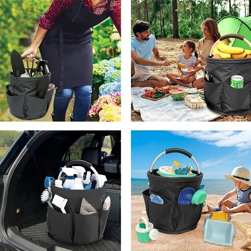 Collapsible Garden Caddy, Durable Oxford Cloth Tool Organizer with Handle