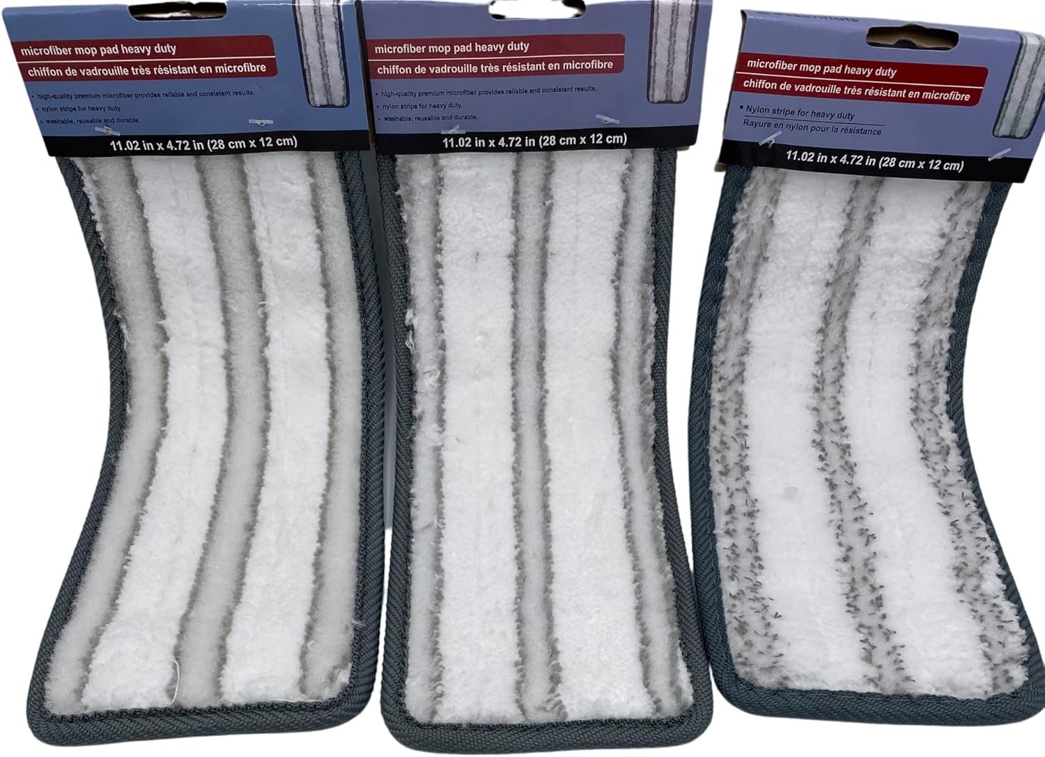 Microfiber Mop Pad Heavy Duty (11.02 in x 4.72 in) – 3-Pack