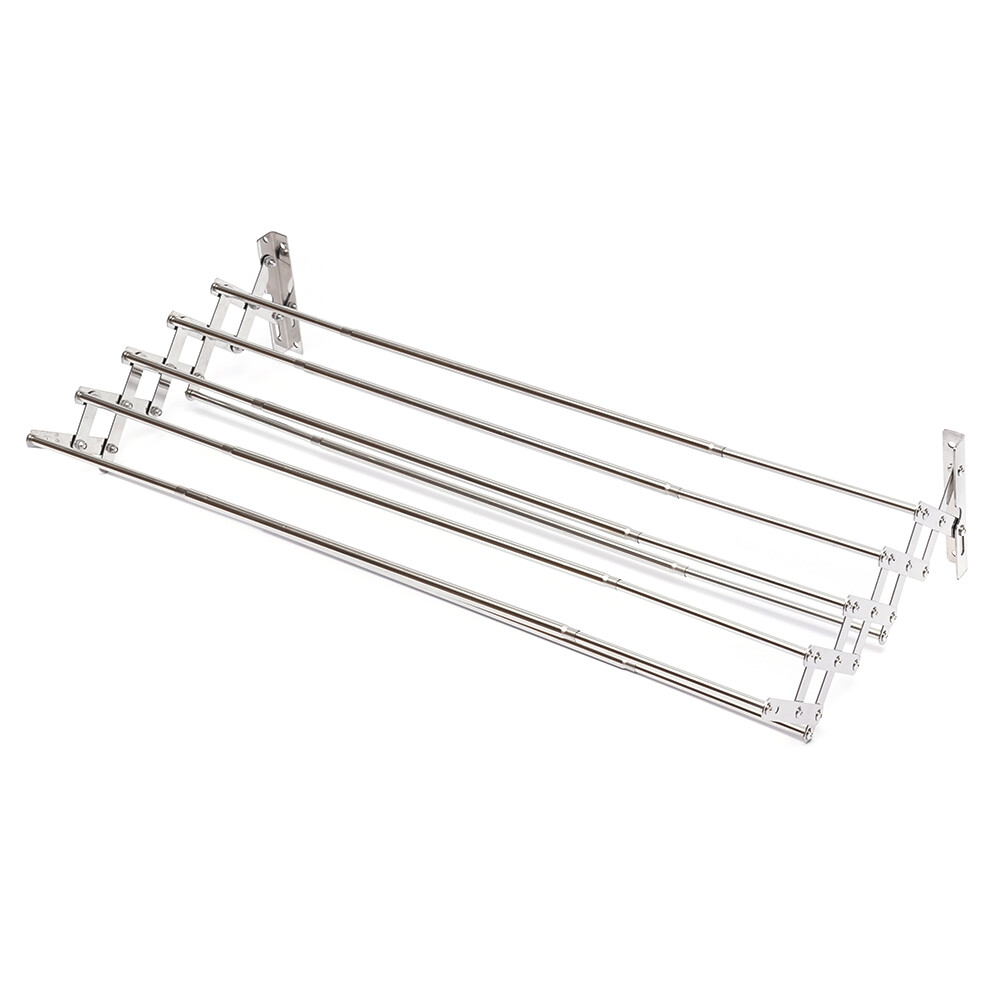 Clothes Drying Rack Wall Mounted Accordion Retractable Foldable Towel Shelf